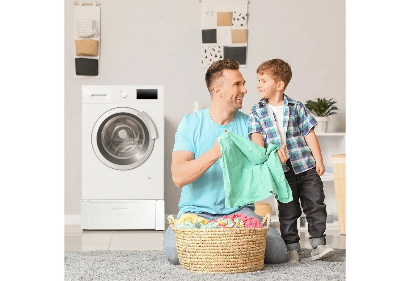 osoltus 2er Set Waschmaschinenuntergestell Podest mit Schublade SOFT