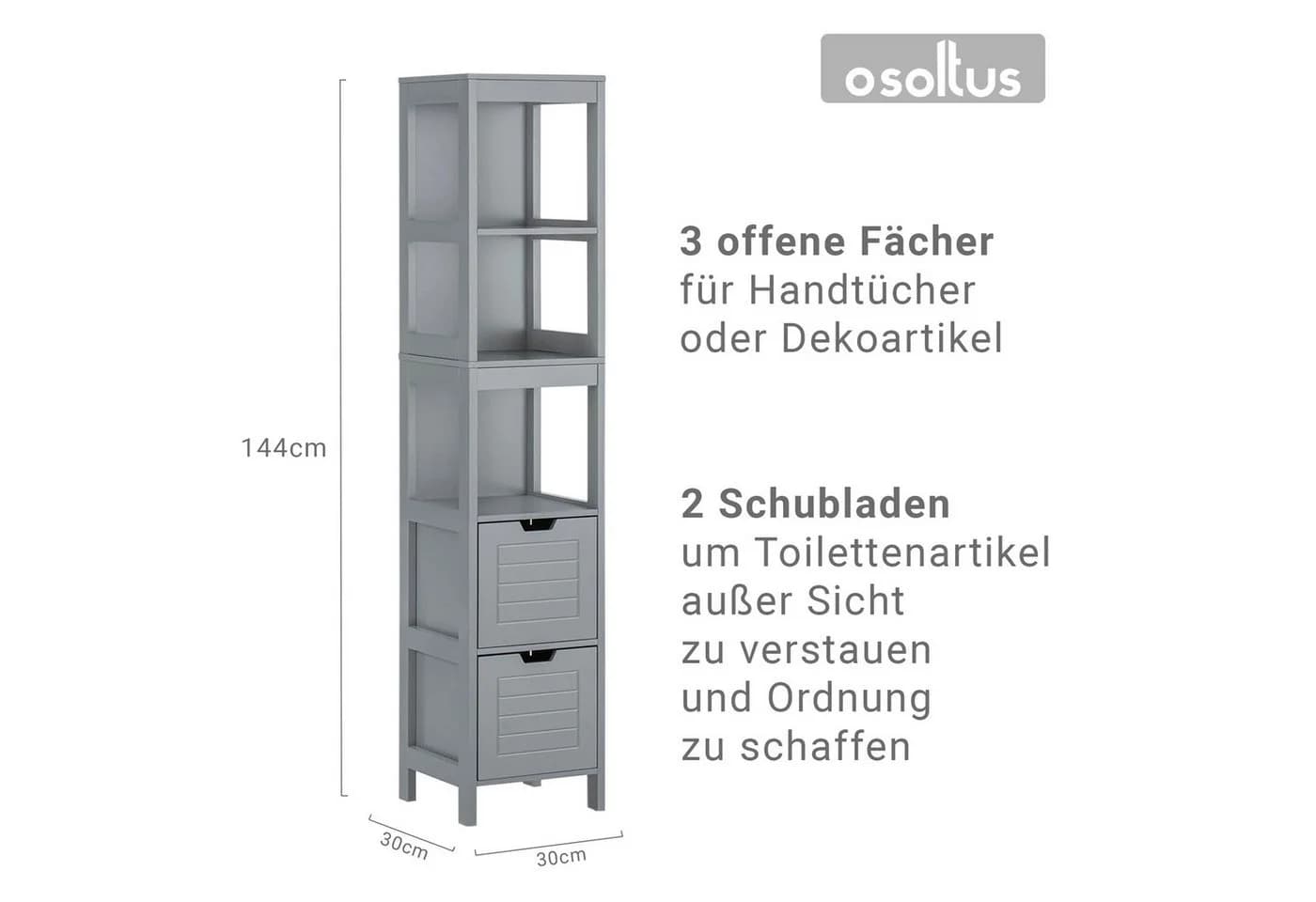 osoltus Badschrank 144 cm Grau - Bild 3