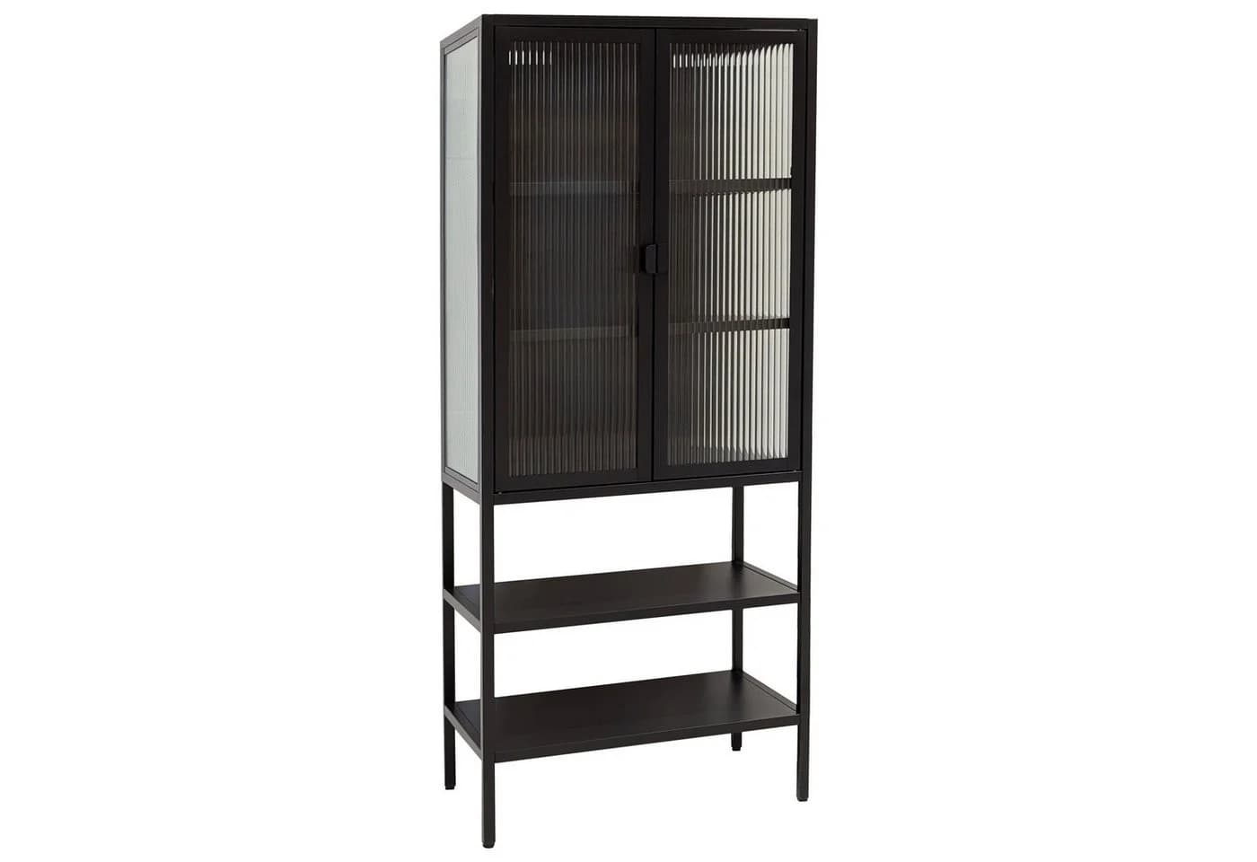 osoltus Cube Vitrine Schrank Riffelglas Stahl Schwarz Industrial - Bild 2
