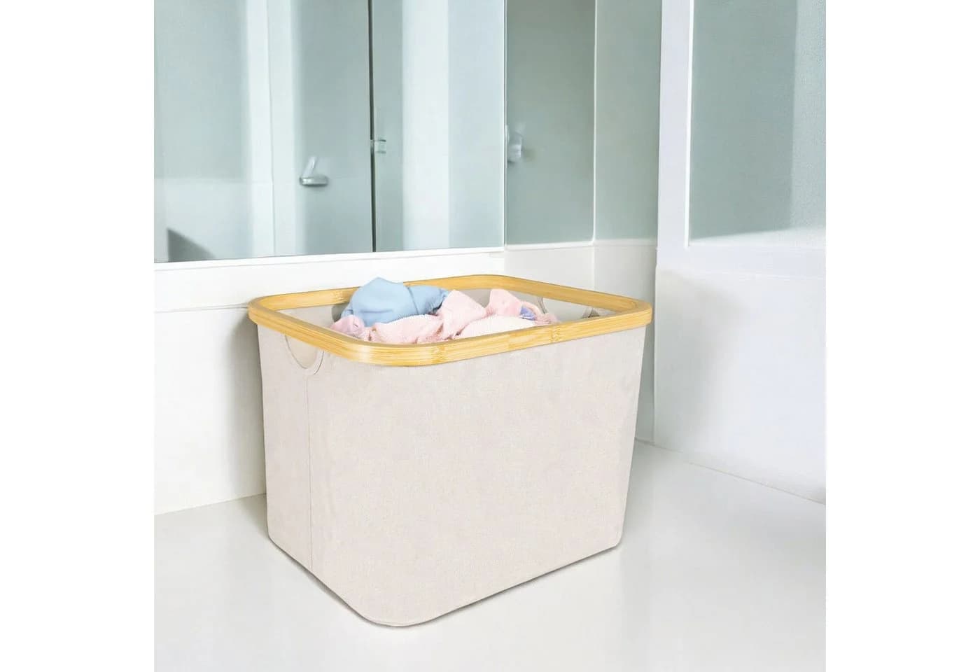 osoltus Faltbox Wäschekorb Bambus Beige 40 cm