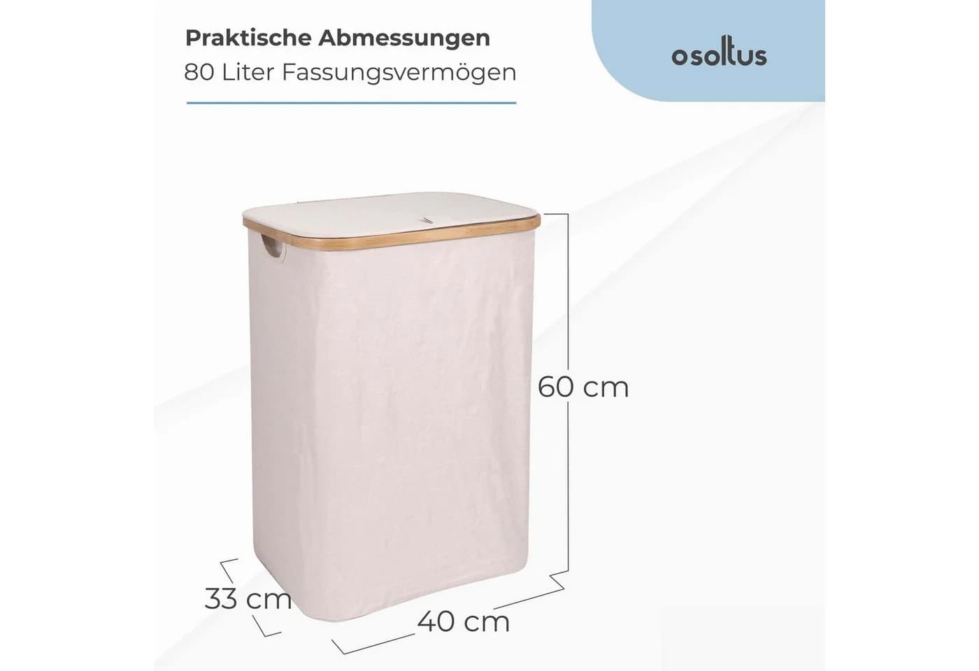 osoltus Wäschesortierer Nelson 1-Fach Wäschekorb Bambus beige