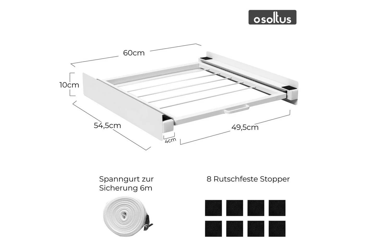 osoltus Universal Verbindungsrahmen Waschmaschine / Trockner mit Teleskopauszug - Bild 3