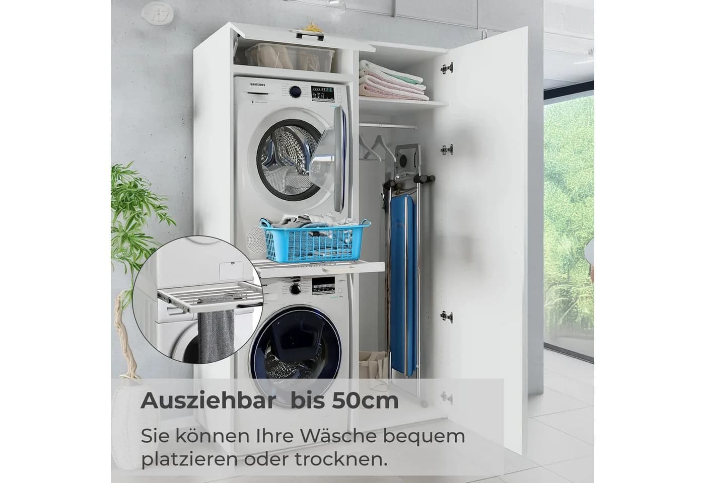 osoltus Universal Verbindungsrahmen Waschmaschine / Trockner mit Teleskopauszug - Bild 5