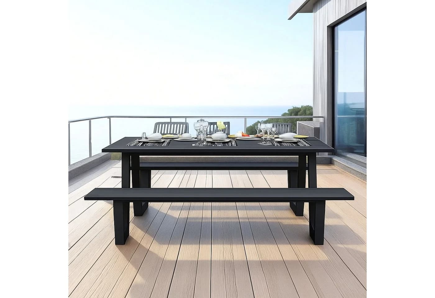 osoltus Gartenlounge-Set Alu Picknick Gartentisch Bank Naples II Anthrazit