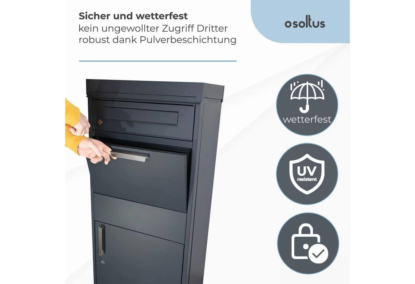 osoltus Standbriefkasten Paketbox XL mit Pflanzdach anthrazitgrau - Bild 5