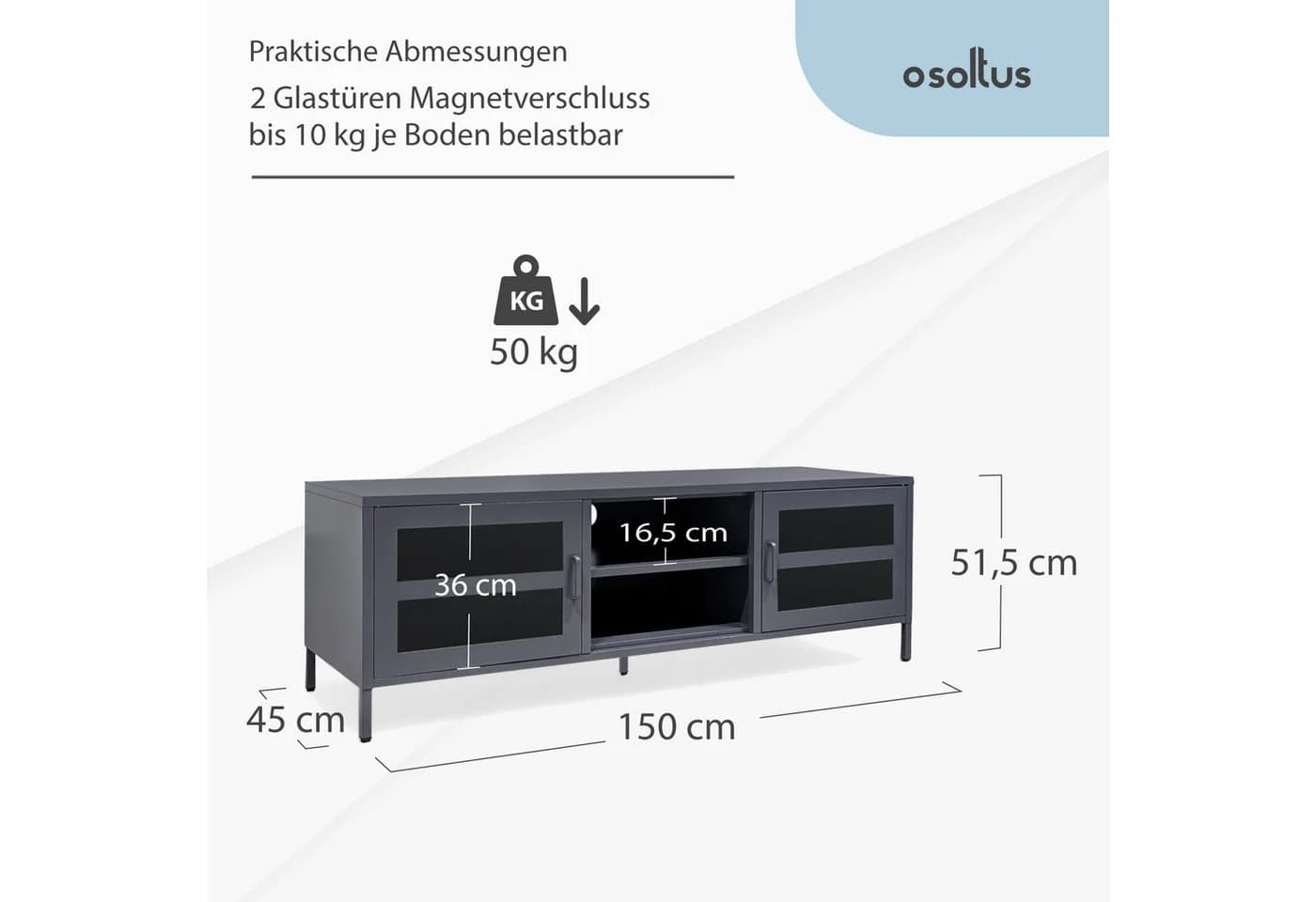 Osoltus Sideboard Manchester Metall Grau Industrial Design - Bild 3