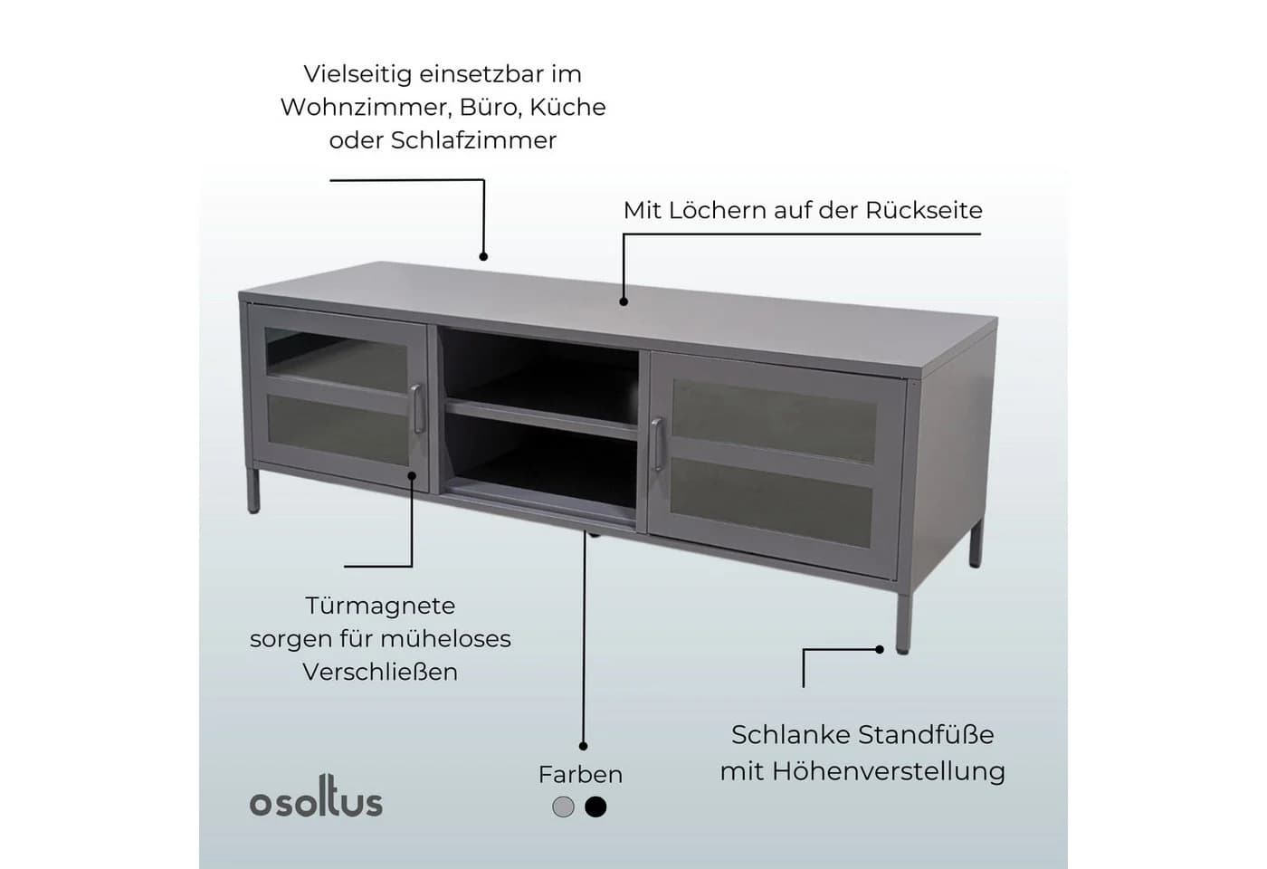 Osoltus Sideboard Manchester Metall Grau Industrial Design - Bild 4