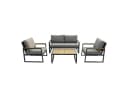 osoltus Garten-Lounge-Set 4-tlg. Schwarz/Taupe Stahl & Kunststoff-Holz Bild 2