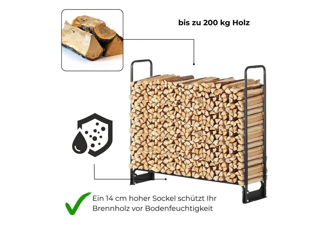 osoltus Kaminholzregal Metall mit wasserdichter Abdeckung - Bild 4