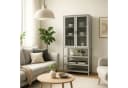 osoltus Vitrine Schrank Riffelglas Stahl Warm Grey Industrial Bild 1
