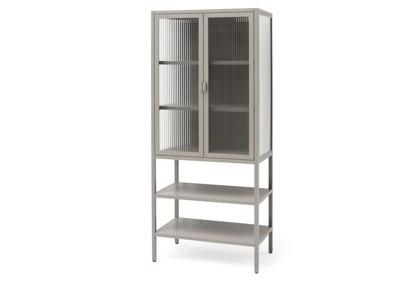 osoltus Vitrine Schrank Riffelglas Stahl Warm Grey Industrial - Bild 2