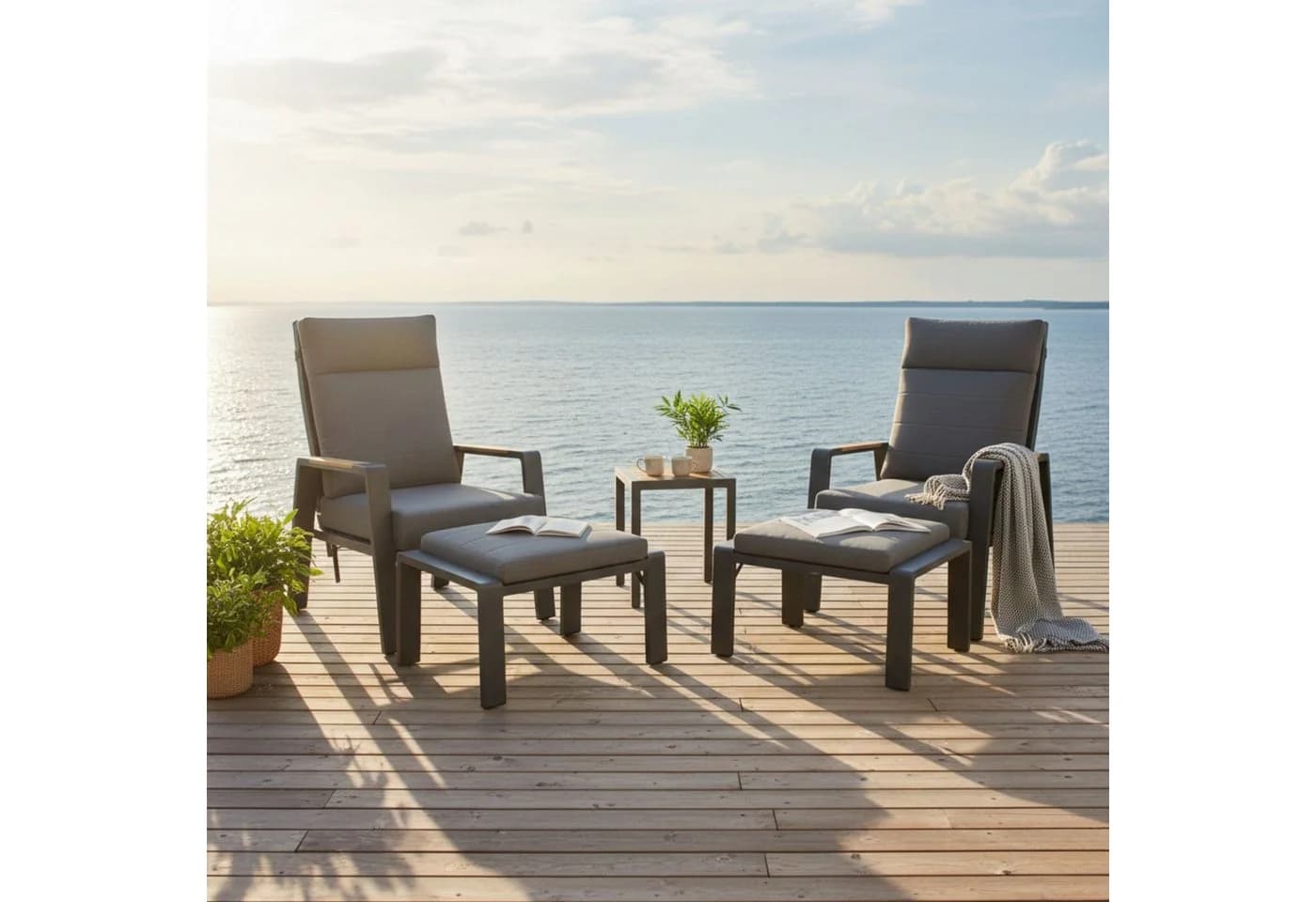 osoltus Gartenlounge-Set 5-tlg. Anthrazit Aluminium mit Olefin-Kissen