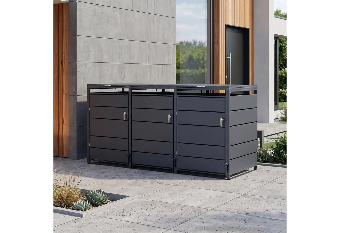 osoltus Mülltonnenbox PedBox mit Pedal für 3 Tonnen Anthrazit