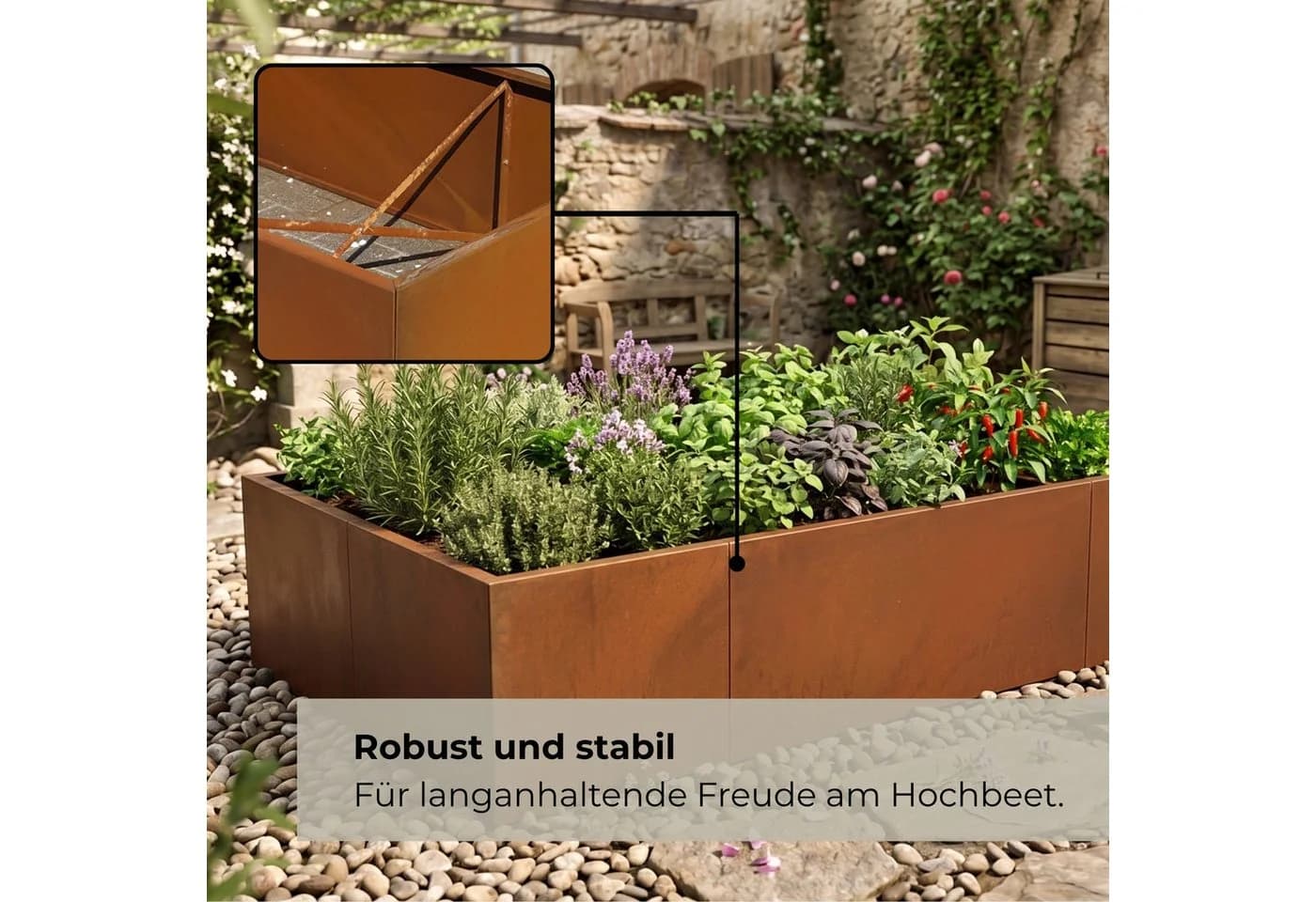 osoltus Hochbeet 200x100x43cm Corten-Stahl Braun - Bild 5