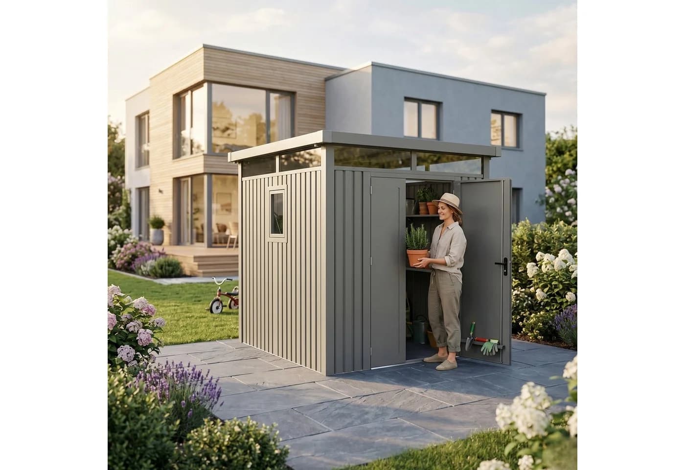osoltus Metall Gerätehaus Luma B Grau mit Fenster