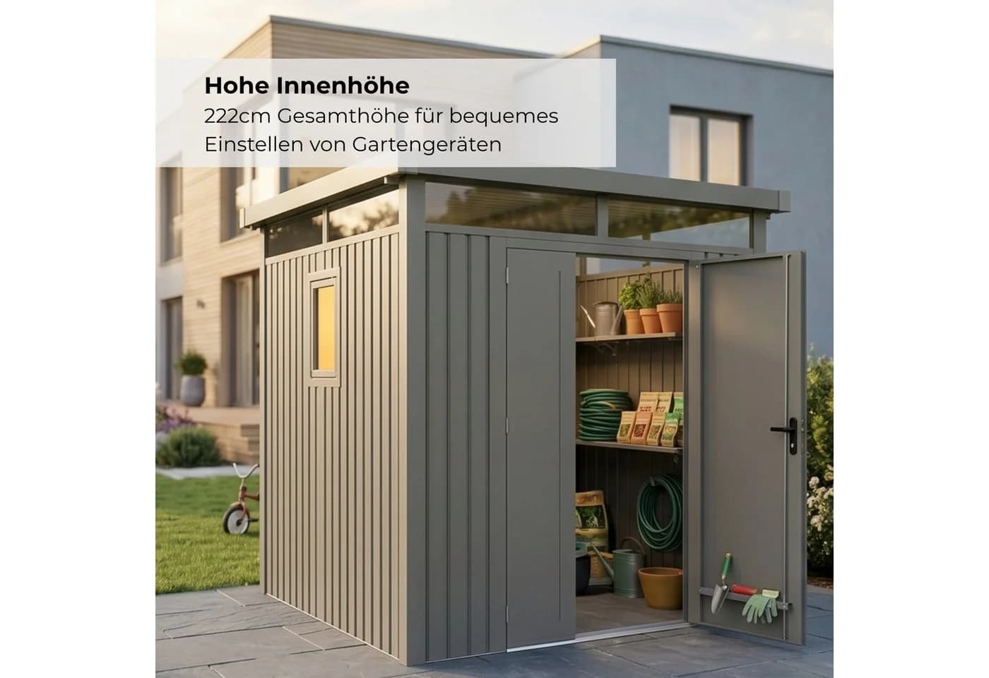 osoltus Metall Gerätehaus Luma B Grau mit Fenster - Bild 4