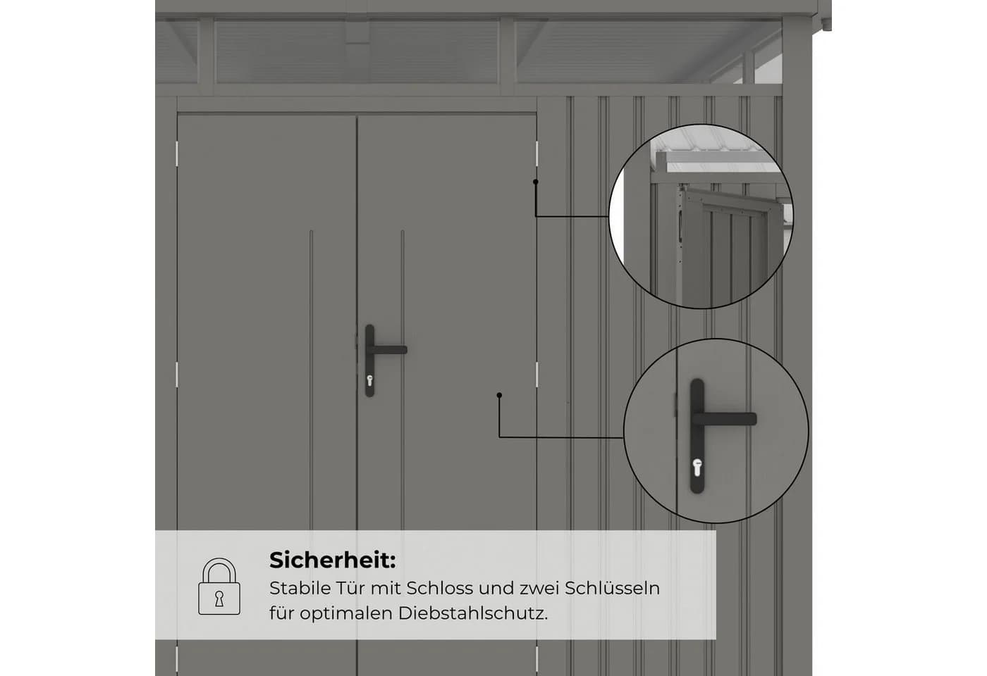 osoltus Metall Gerätehaus Luma B Grau mit Fenster - Bild 5