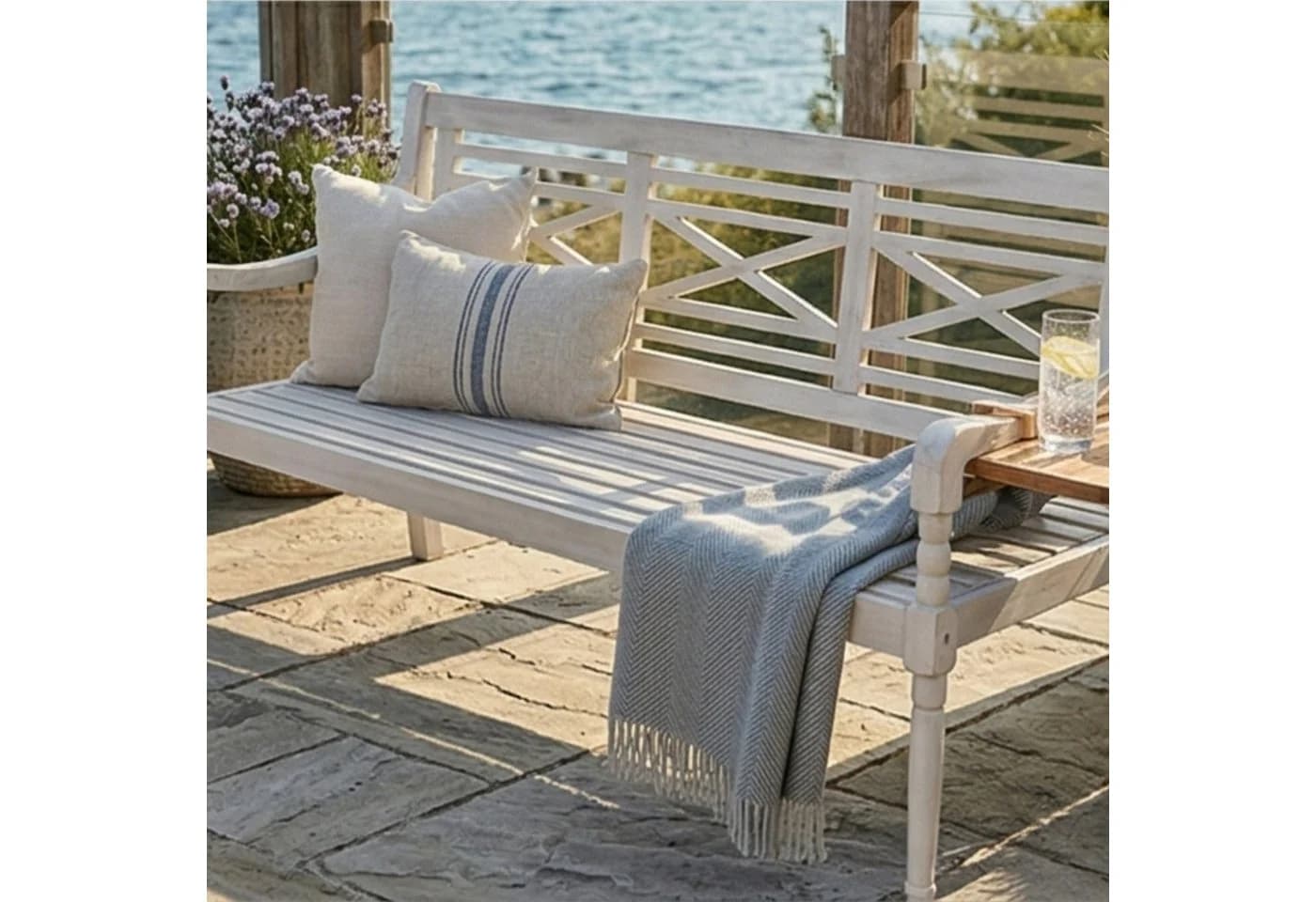 osoltus Gartenbank Sensline Louis 3-Sitzer Akazienholz grau