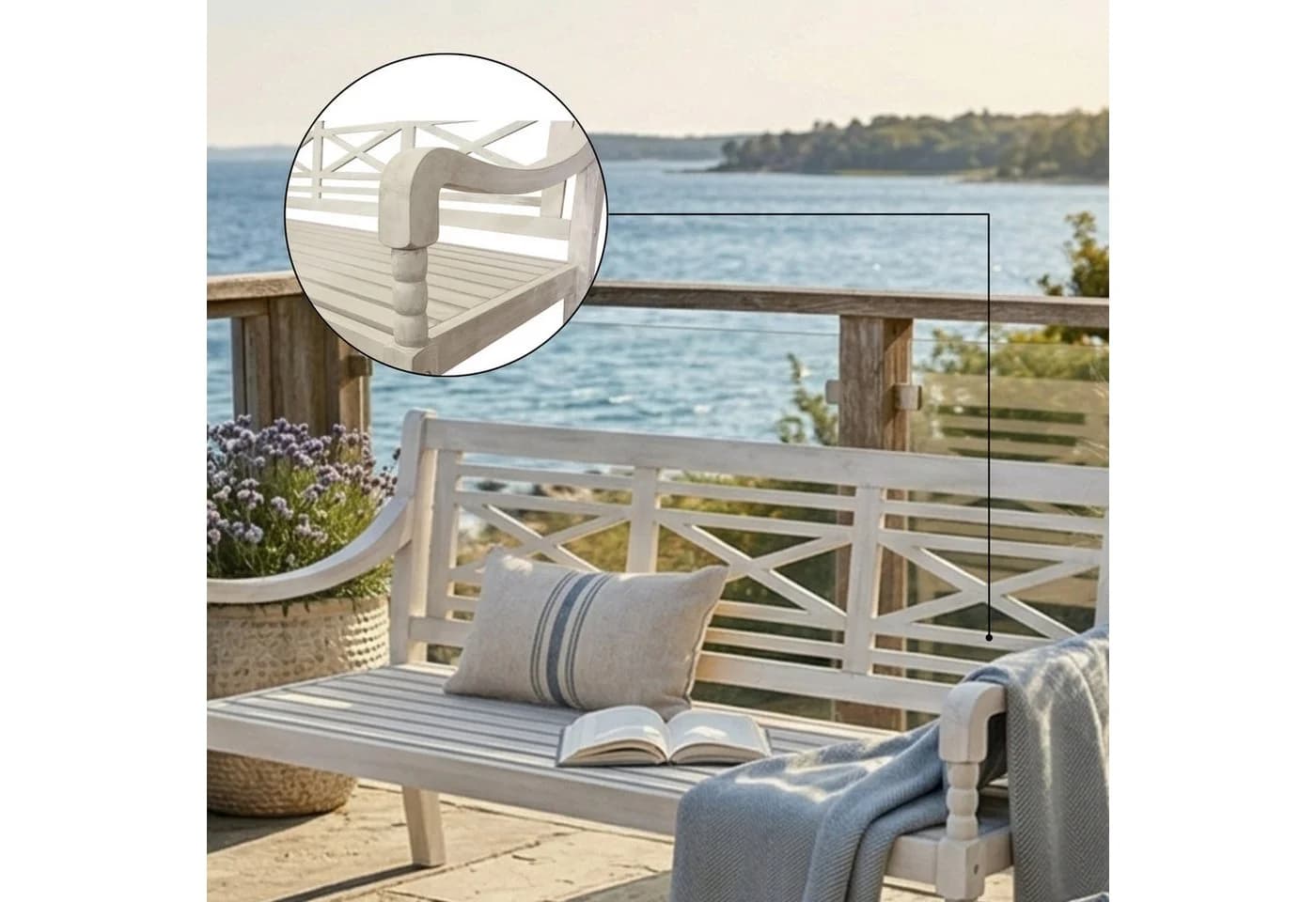 osoltus Gartenbank Sensline Louis 3-Sitzer Akazienholz grau - Bild 5