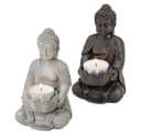 matches21 HOME & HOBBY Dekofigur Buddha Grau mit Teelichthalter Bild 1