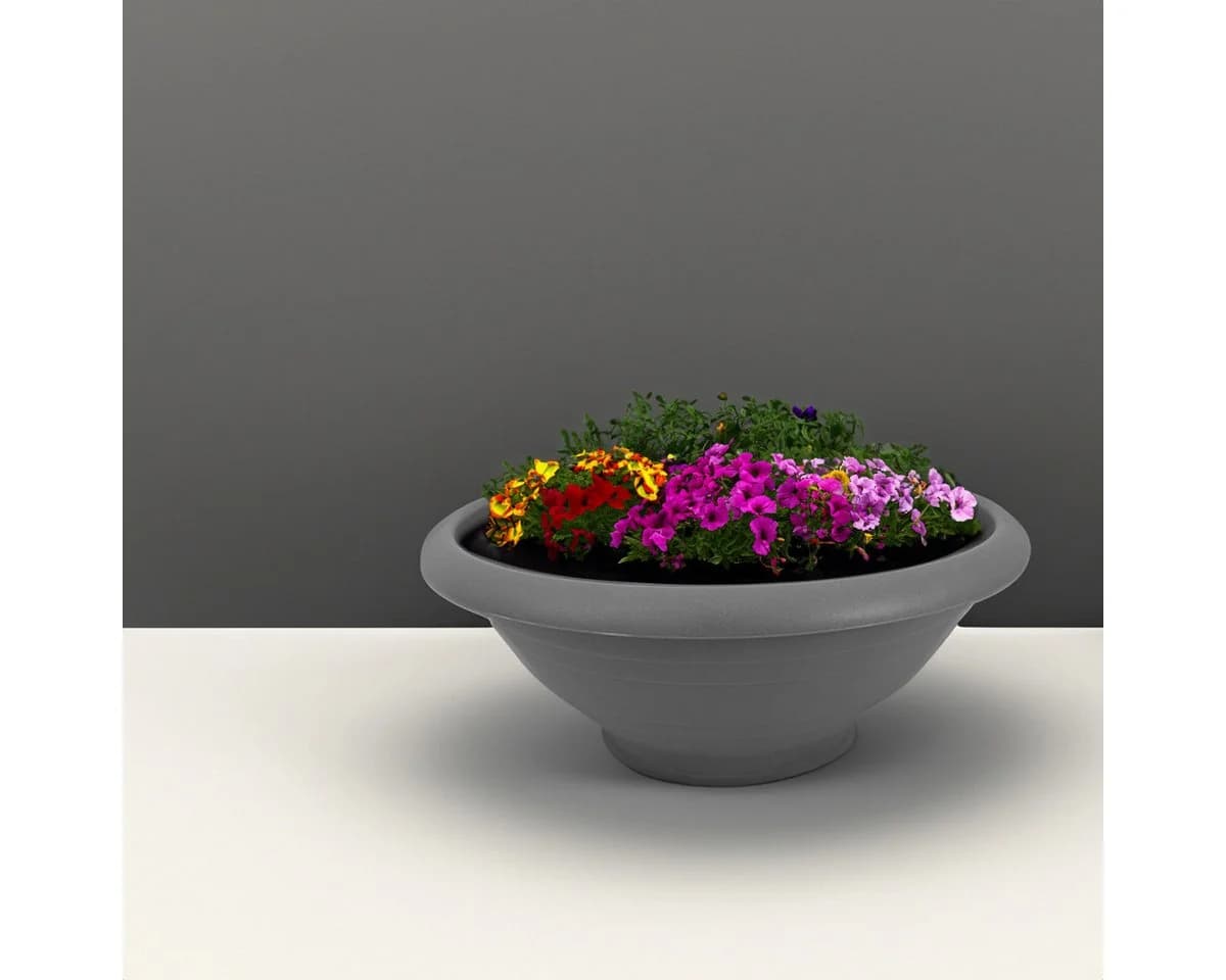 matches21 HOME & HOBBY Blumentopf Grau mit Untersetzer Wetterfest - Bild 5