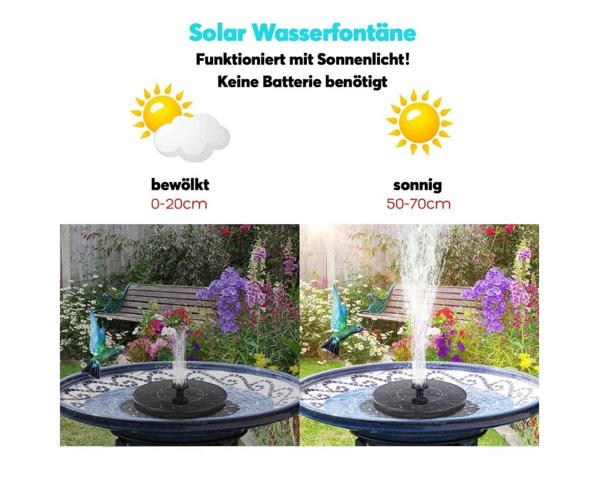 matches21 Solar-Brunnen Schwarz - Gartenfontäne mit 5 Aufsätzen - Bild 4