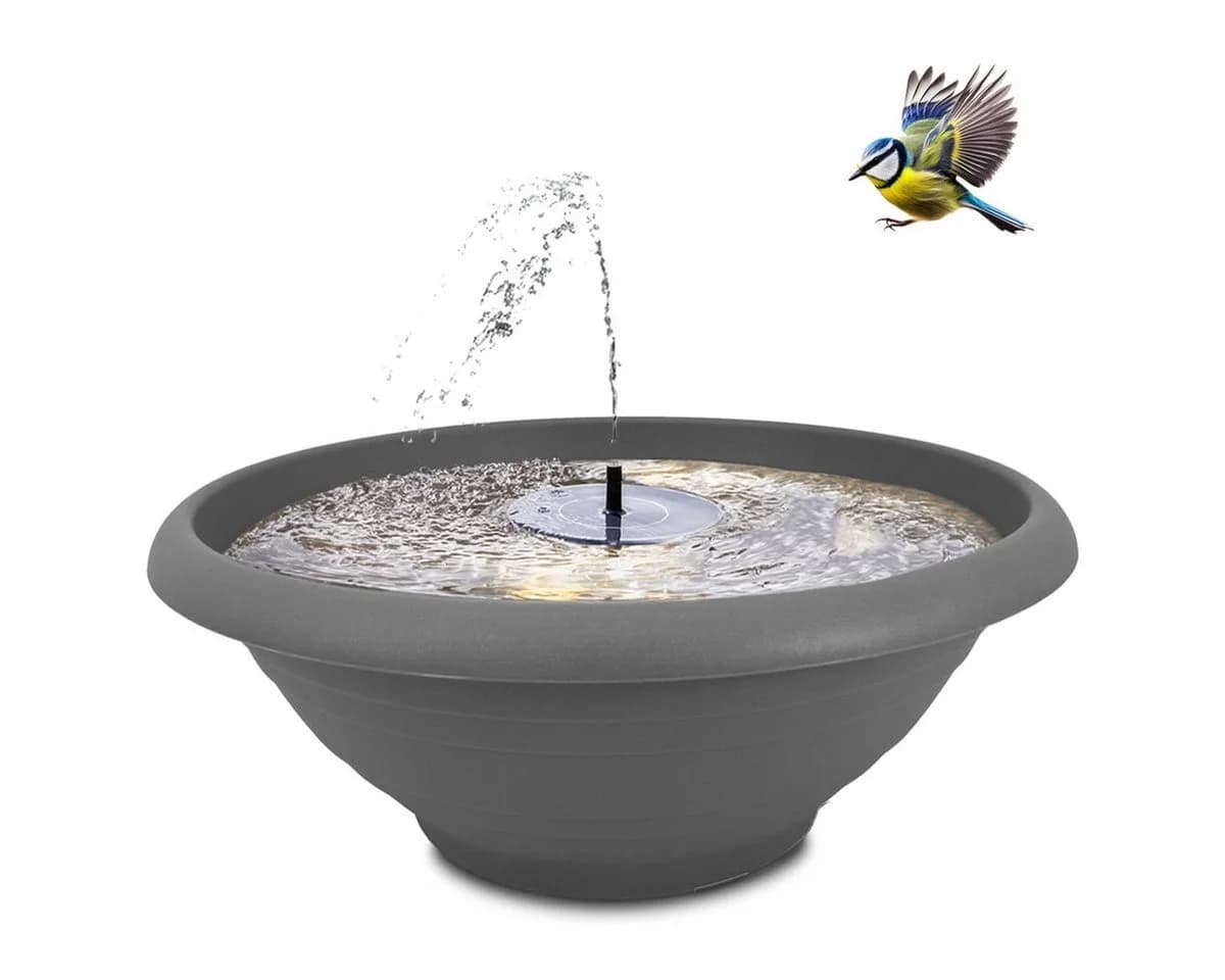 matches21 HOME & HOBBY Solar-Brunnen Set XL Grau 55 cm mit Fontäne - Bild 2