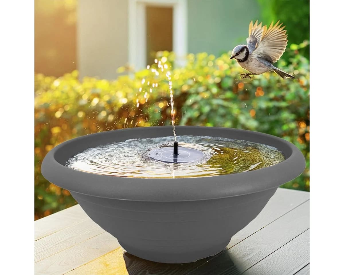 matches21 HOME & HOBBY Solar-Brunnen Set XL Grau 55 cm mit Fontäne - Bild 3