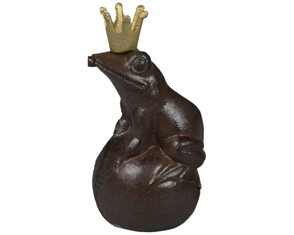 matches21 HOME & HOBBY Gartenfigur Wasserspeier Froschkönig Braun Gusseisen