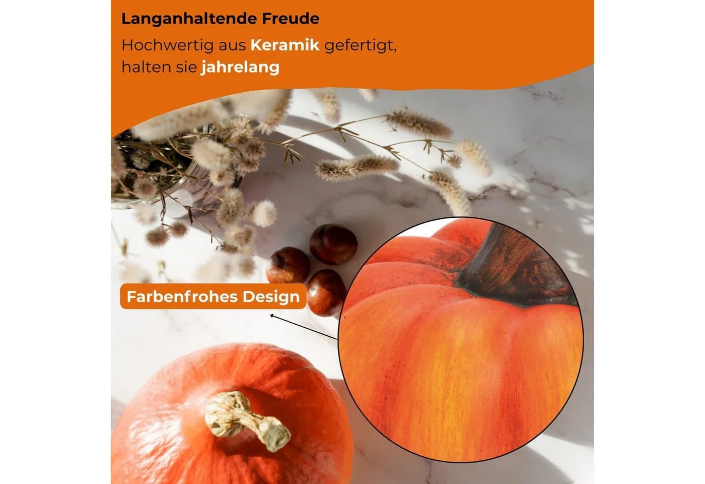 matches21 HOME & HOBBY Dekofigur Kürbis Set Orange Ton 10 & 16 cm - Bild 4