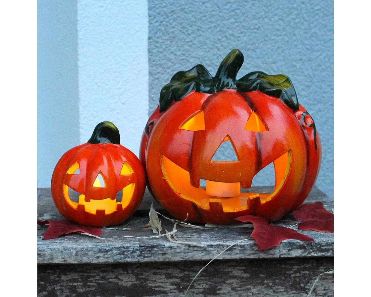 matches21 HOME & HOBBY Jack O Lantern LED Windlichter 2er Set Kürbis Deko - Bild 4
