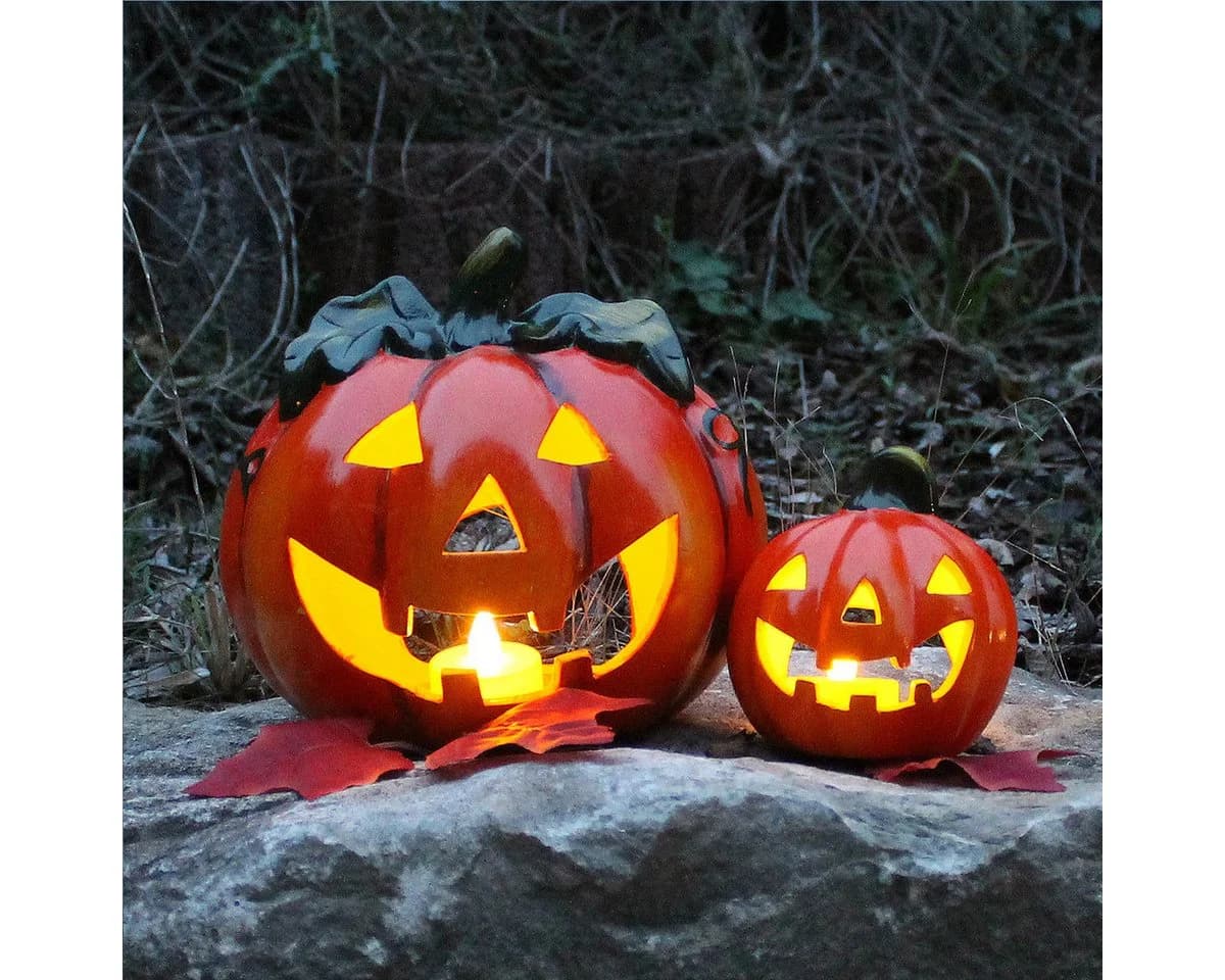 matches21 HOME & HOBBY Jack O Lantern LED Windlichter 2er Set Kürbis Deko - Bild 5