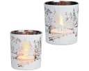 matches21 HOME & HOBBY Teelichthalter Glas Winter-Wald Weiß Ø 9 x 10 cm Bild 1