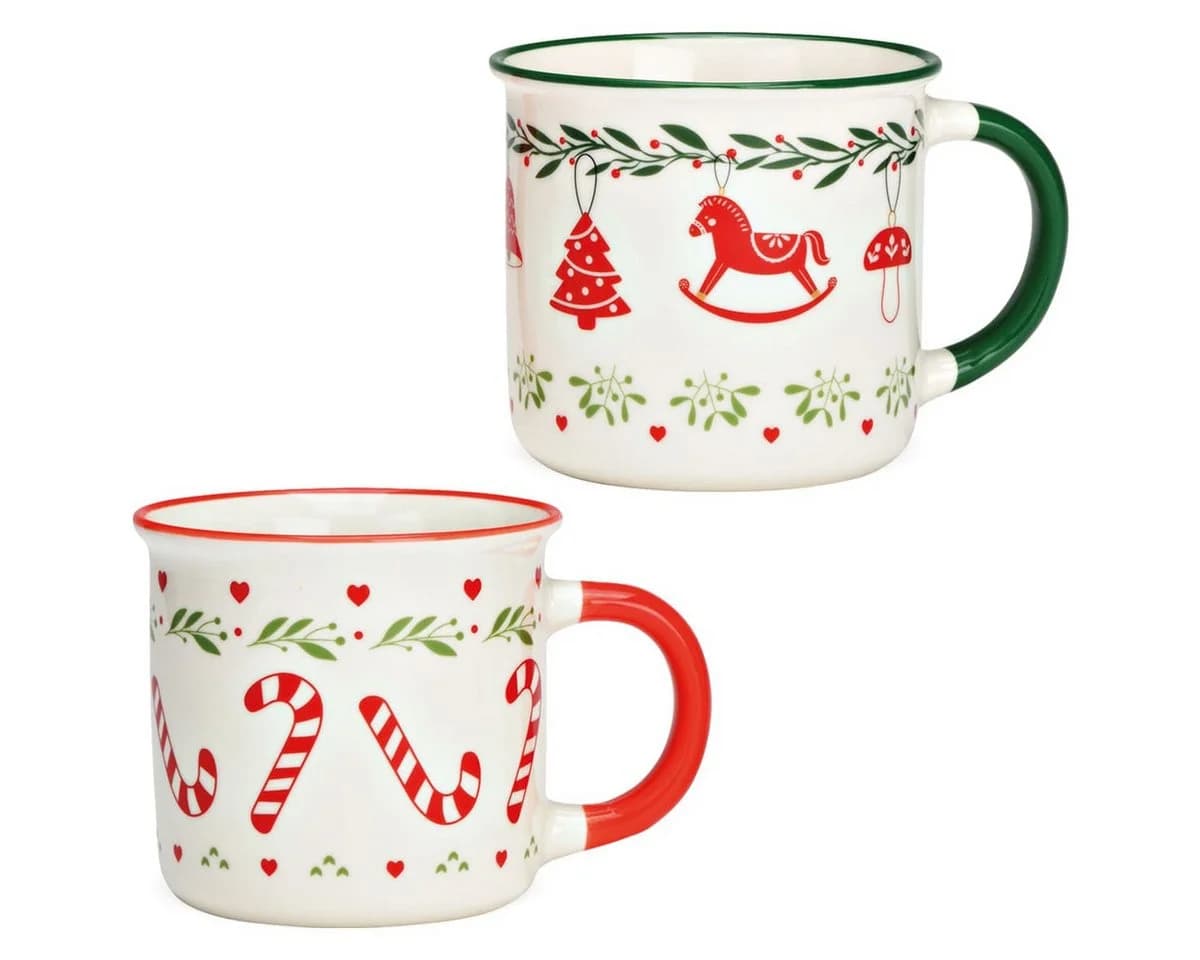 matches21 HOME & HOBBY Weihnachts-Tassen 4er Set Keramik Rot/Grün