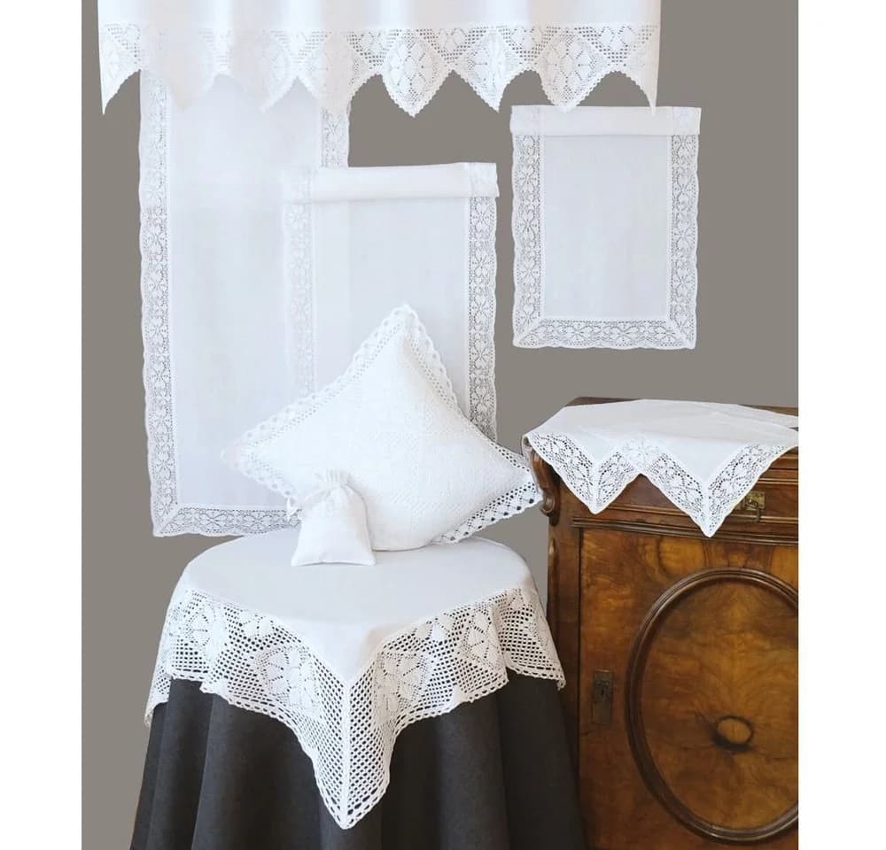 matches21 HOME & HOBBY Scheibengardine Landhaus-Stil Weiß 2 Stk