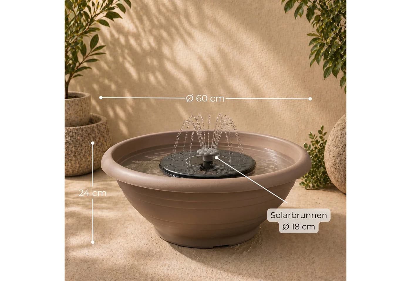 matches21 HOME & HOBBY Solar Brunnen Set 60 cm Schale Grau - Bild 3
