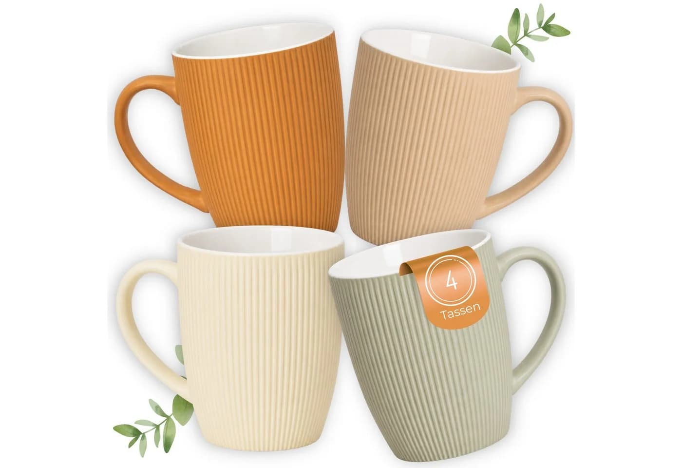 matches21 HOME & HOBBY Kaffeetassen 4er Set Modern Beige Grau Orange - Bild 2