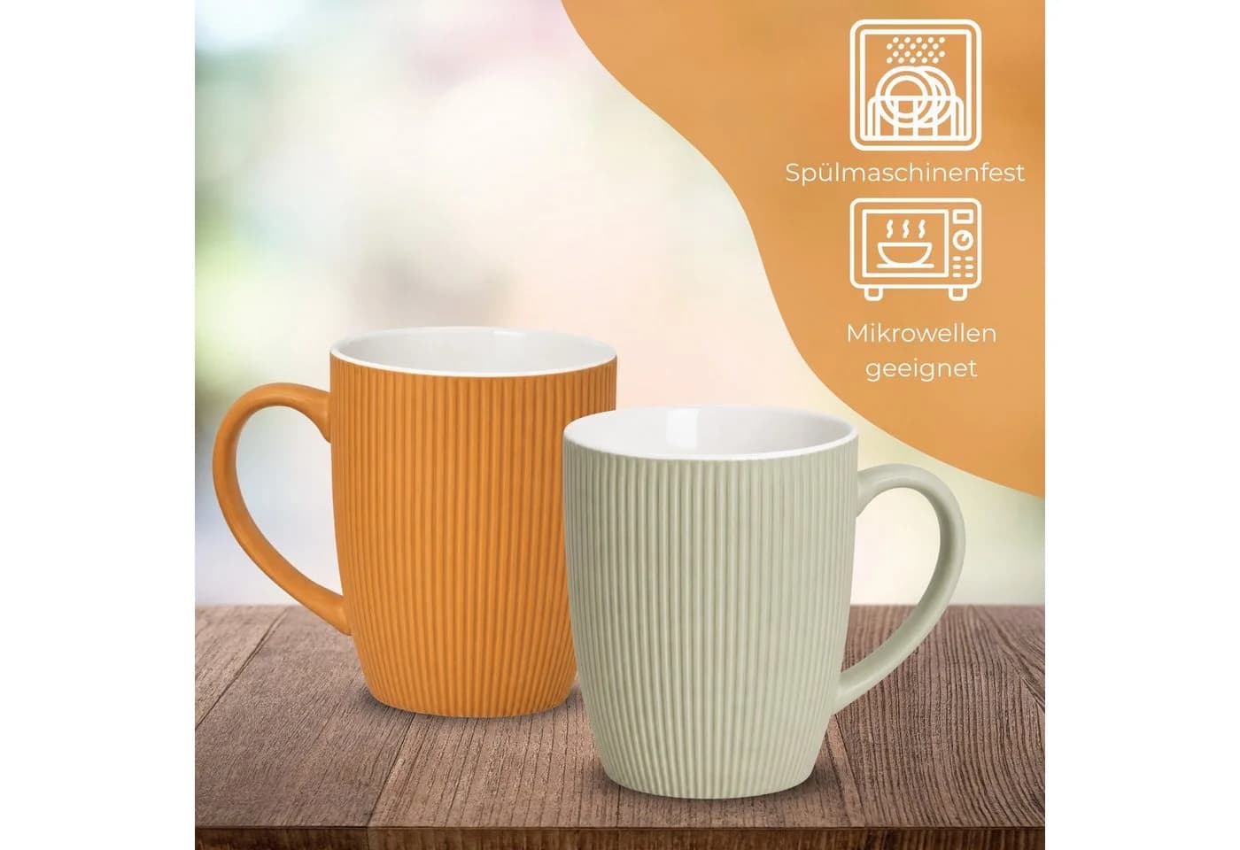 matches21 HOME & HOBBY Kaffeetassen 4er Set Modern Beige Grau Orange - Bild 3