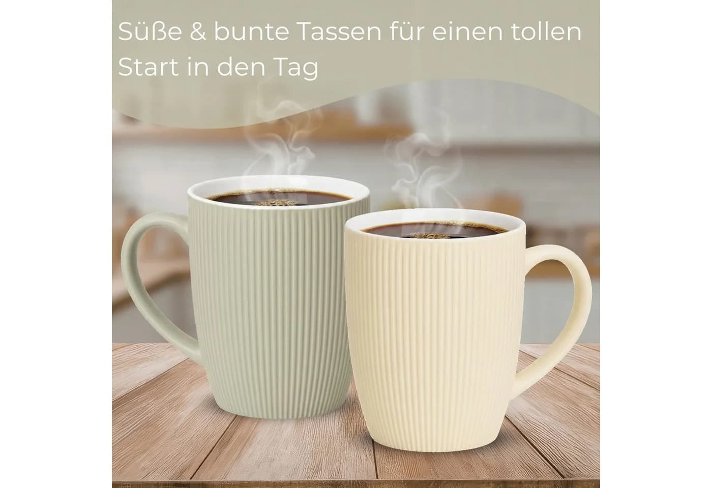 matches21 HOME & HOBBY Kaffeetassen 4er Set Modern Beige Grau Orange - Bild 4