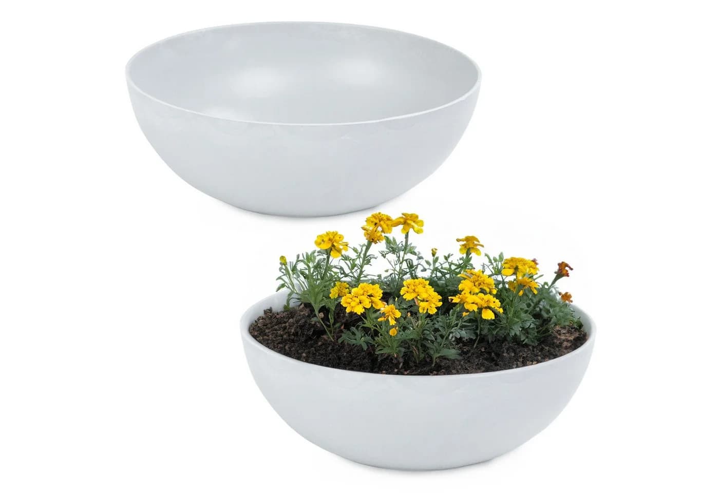 matches21 HOME & HOBBY Pflanzschale Grau Marmoriert 20 cm 2er Set - Bild 2