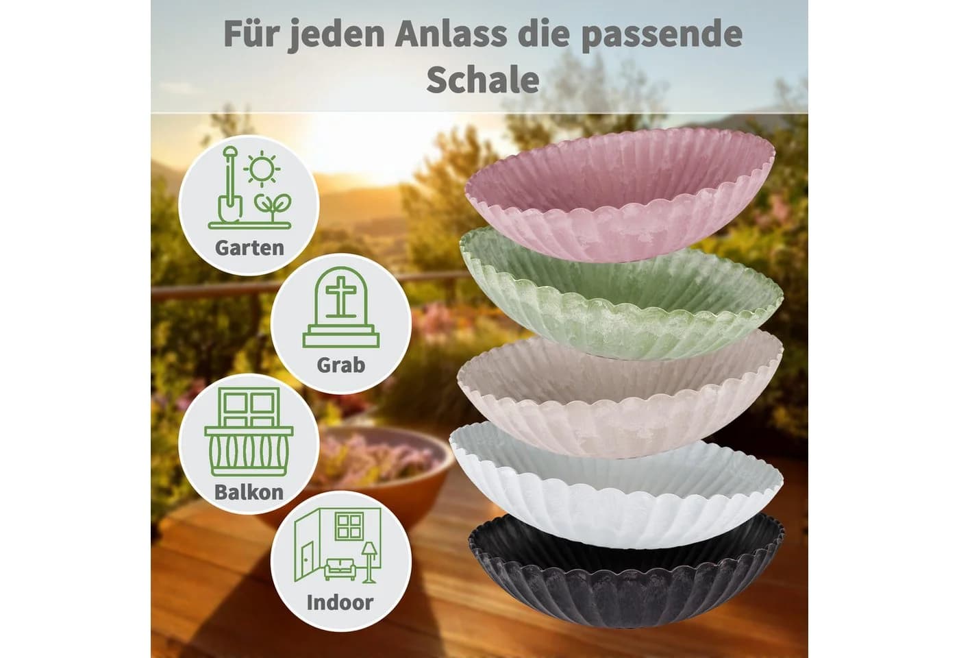 matches21 HOME & HOBBY Pflanzschale Grau Wellendesign Wetterfest - Bild 4