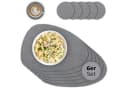 matches21 HOME & HOBBY Platzset Ovales Tischset mit Glasuntersetzer, 6er Set, Grau meliert Bild 2
