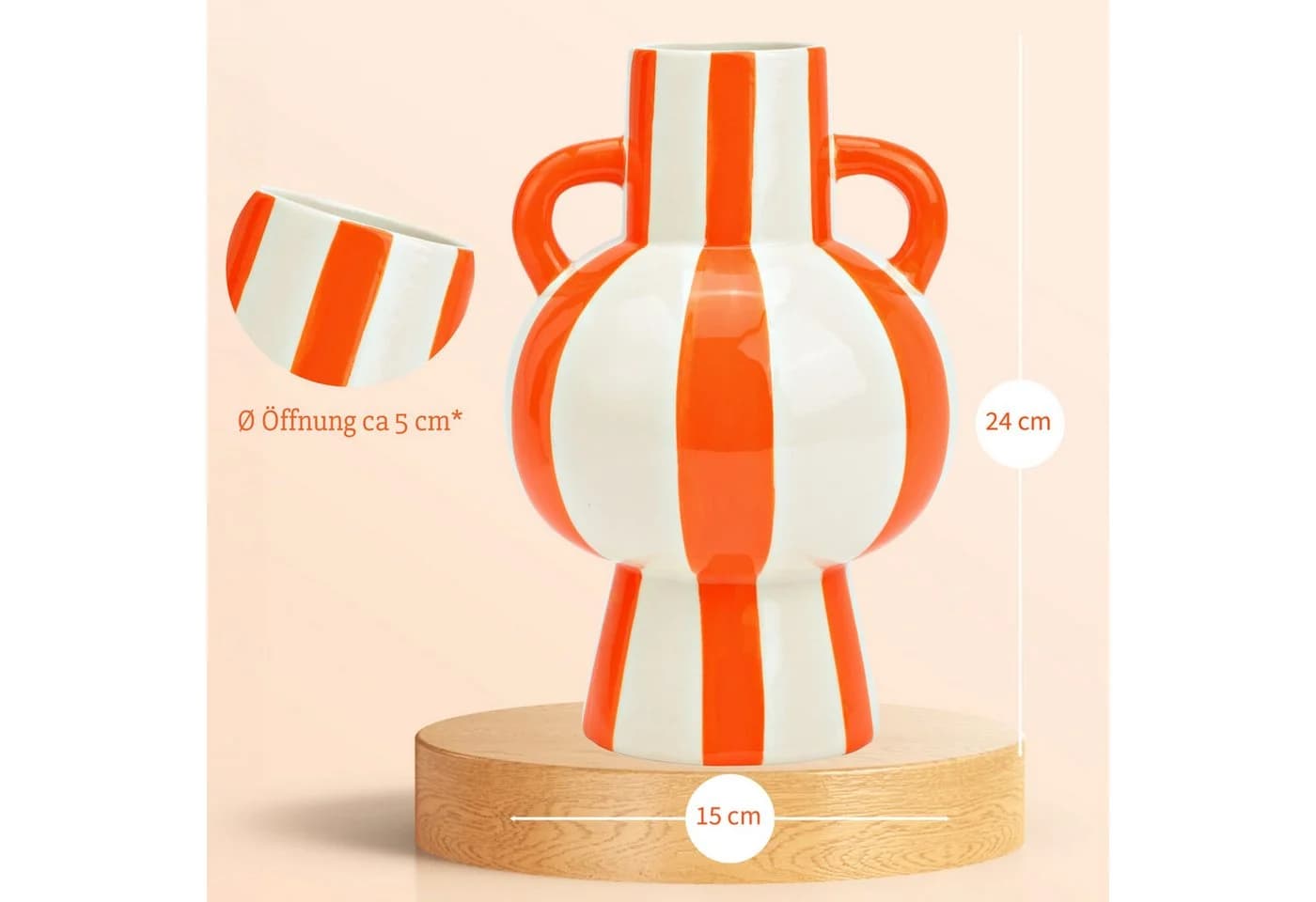 matches21 HOME & HOBBY Dekovase Set Bunt Gestreift Keramik Orange Weiß