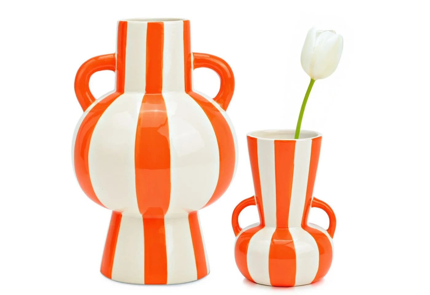 matches21 HOME & HOBBY Dekovase Set Bunt Gestreift Keramik Orange Weiß - Bild 2