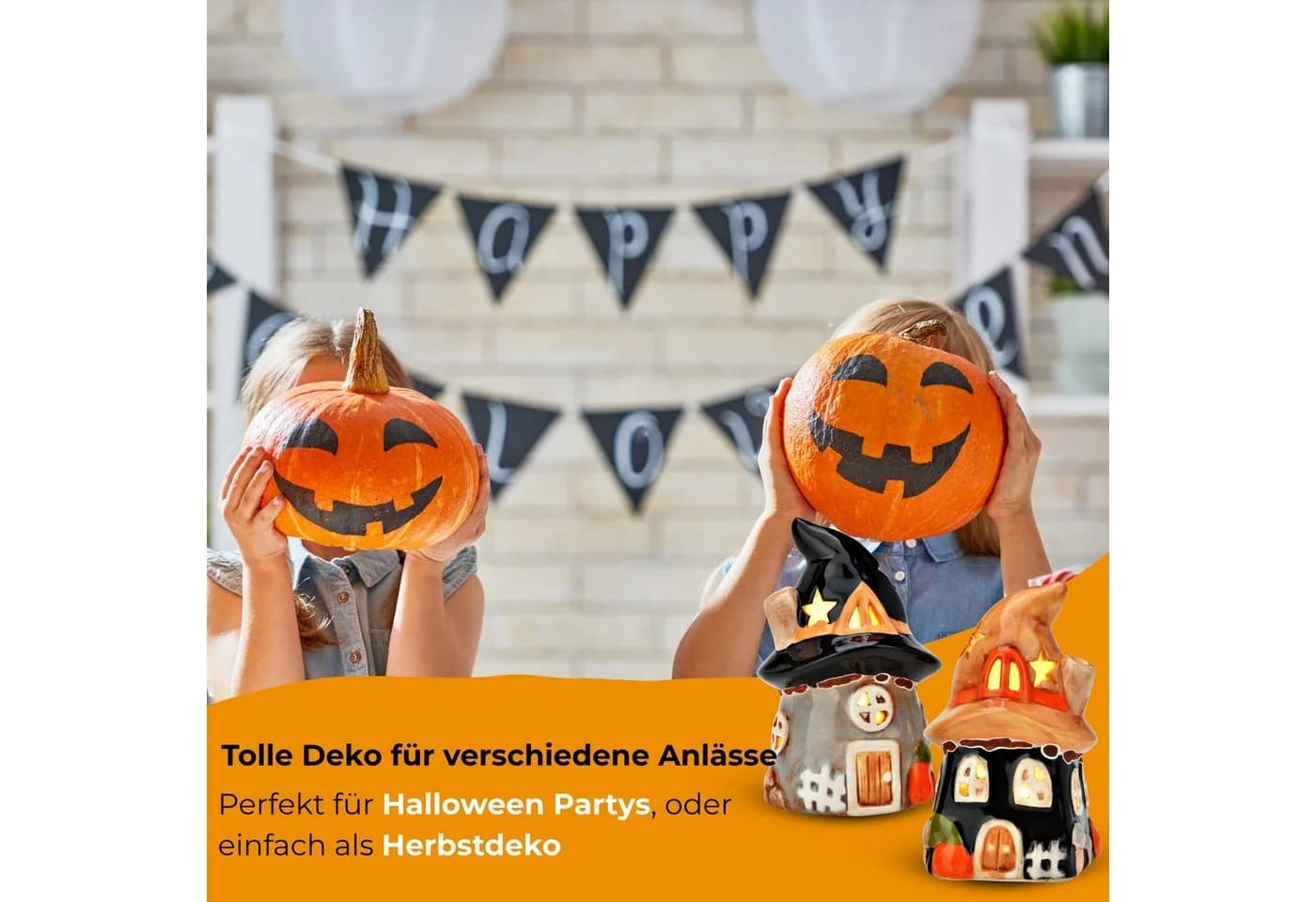 matches21 HOME & HOBBY LED Hexenhäuser Set Bunt Keramik Halloween Deko - Bild 4