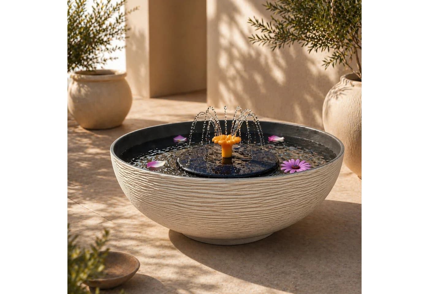 matches21 HOME & HOBBY Solar Brunnen Set mit Akku 45 cm Schale Sand - Bild 2