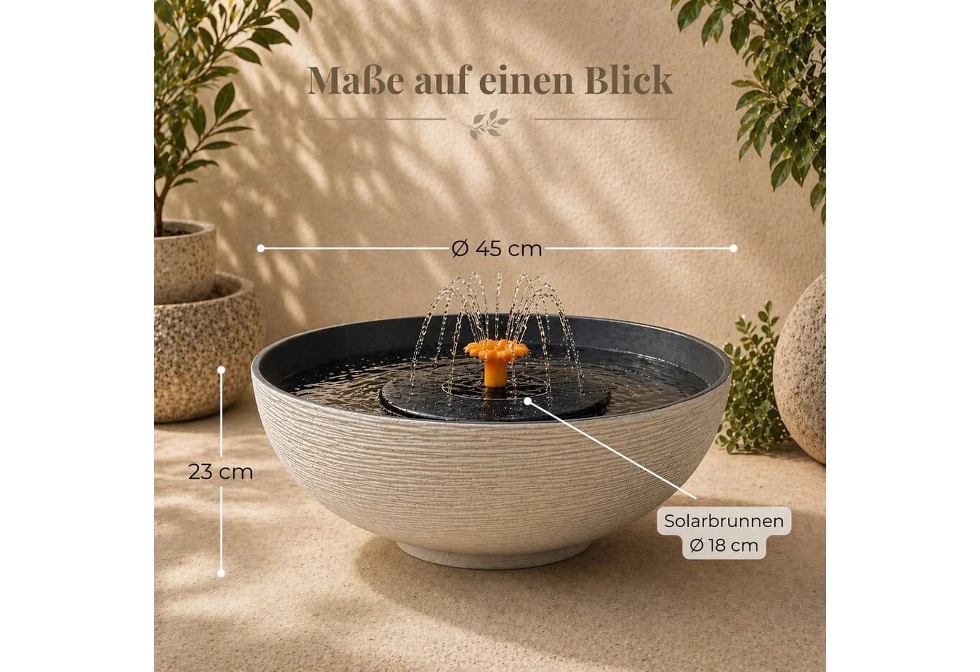 matches21 HOME & HOBBY Solar Brunnen Set mit Akku 45 cm Schale Sand - Bild 3