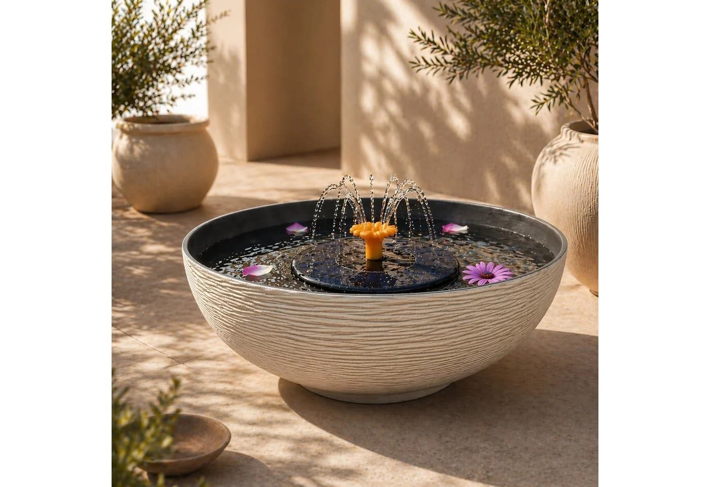 matches21 HOME & HOBBY Solar Brunnen Set mit Akku 45 cm Schale Sand - Bild 5