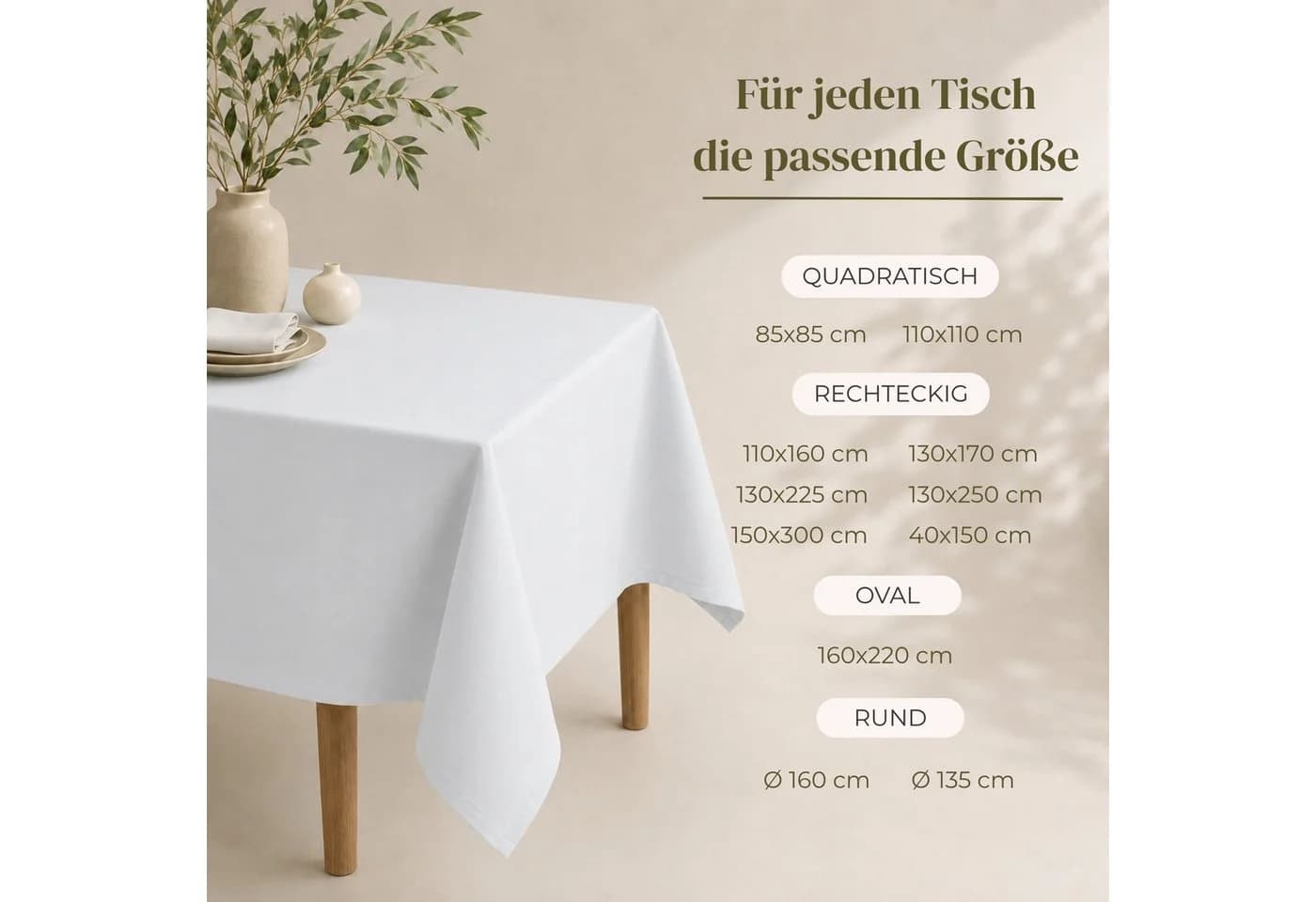matches21 HOME & HOBBY Tischdecke Weiß Polyester Lotuseffekt