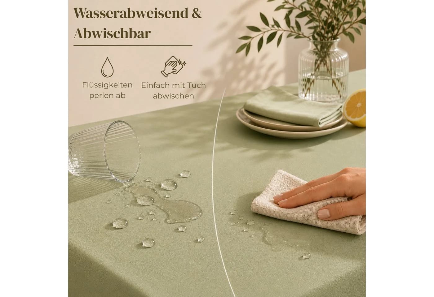 matches21 HOME & HOBBY Tischdecke Weiß Polyester Lotuseffekt - Bild 3